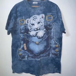 The Mountain Vintage Y2K Baby White Tiger Overalls Tie Dye M